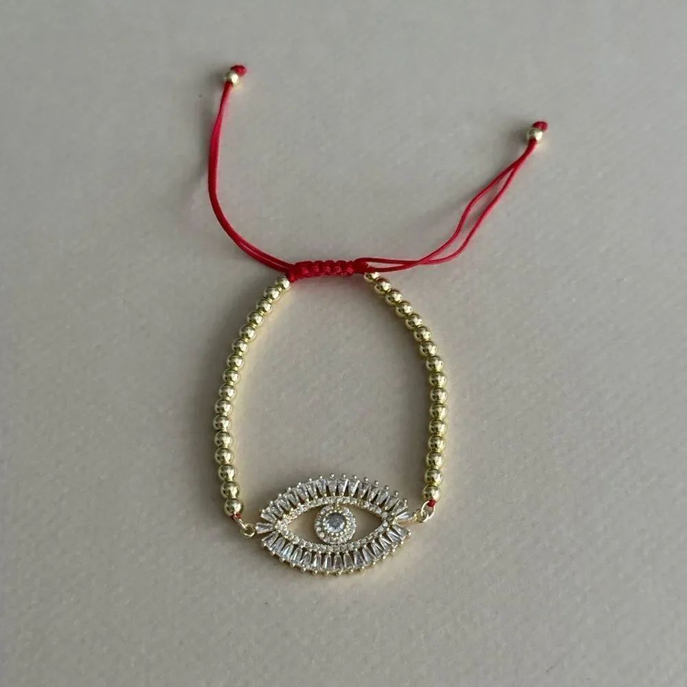 Gold and Red Evil Eye Bracelet #1860